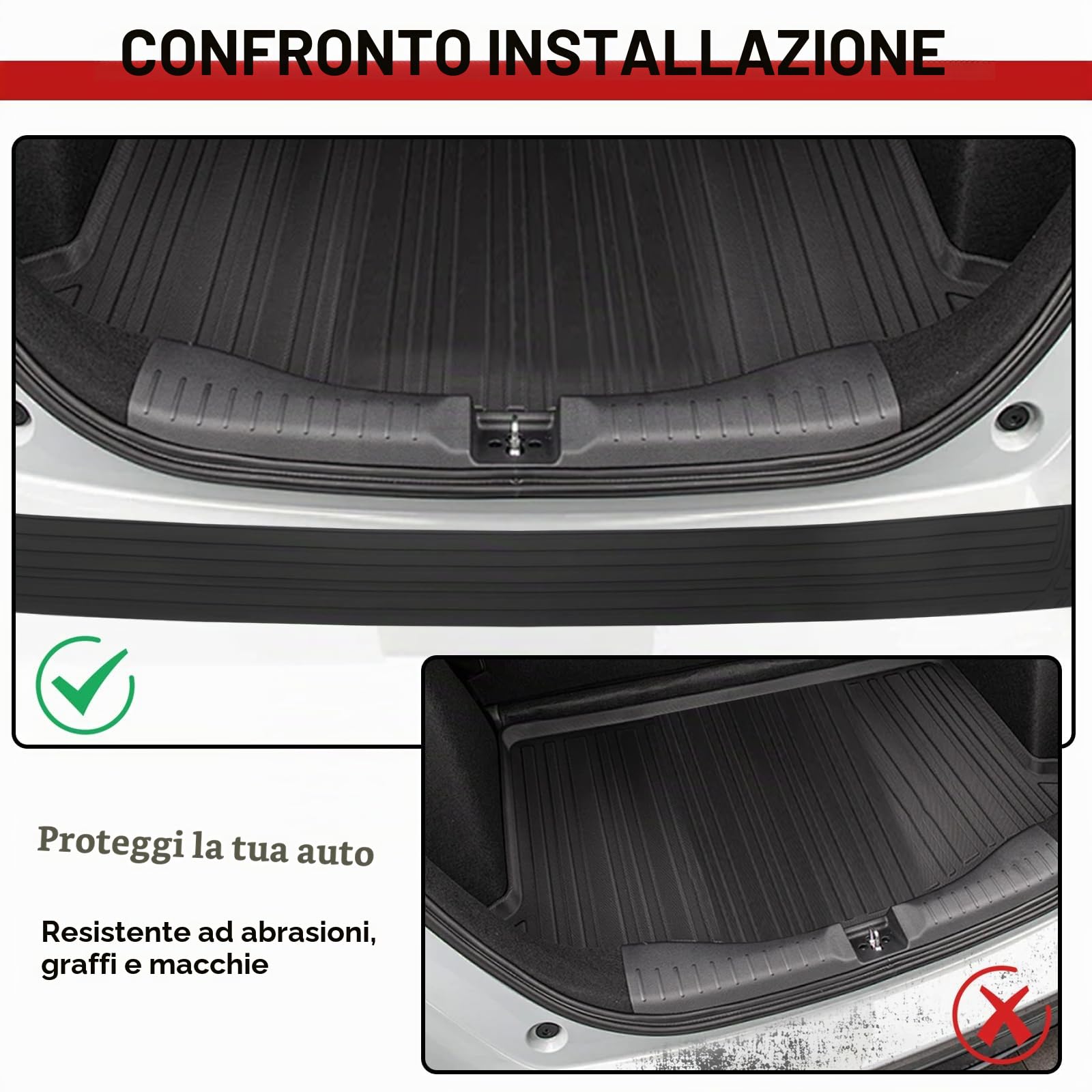 Gomma Protezione Paraurti Auto Autoadesiva Tappetino Bagagliaio Resistente Graffi Tagliabile