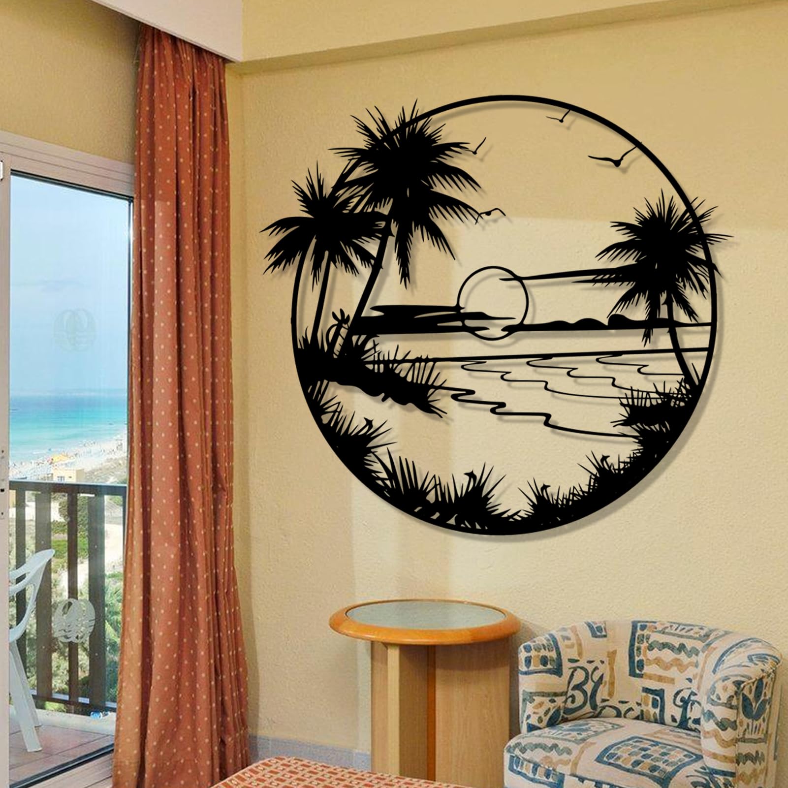 Palm Tree Metal Wall Art, Coastal Metal Wall Art, Beach Sunset Wall Art, Tropical Metal Wall Art, Beach Wall Decor, Metal Palm Trees for Outside,