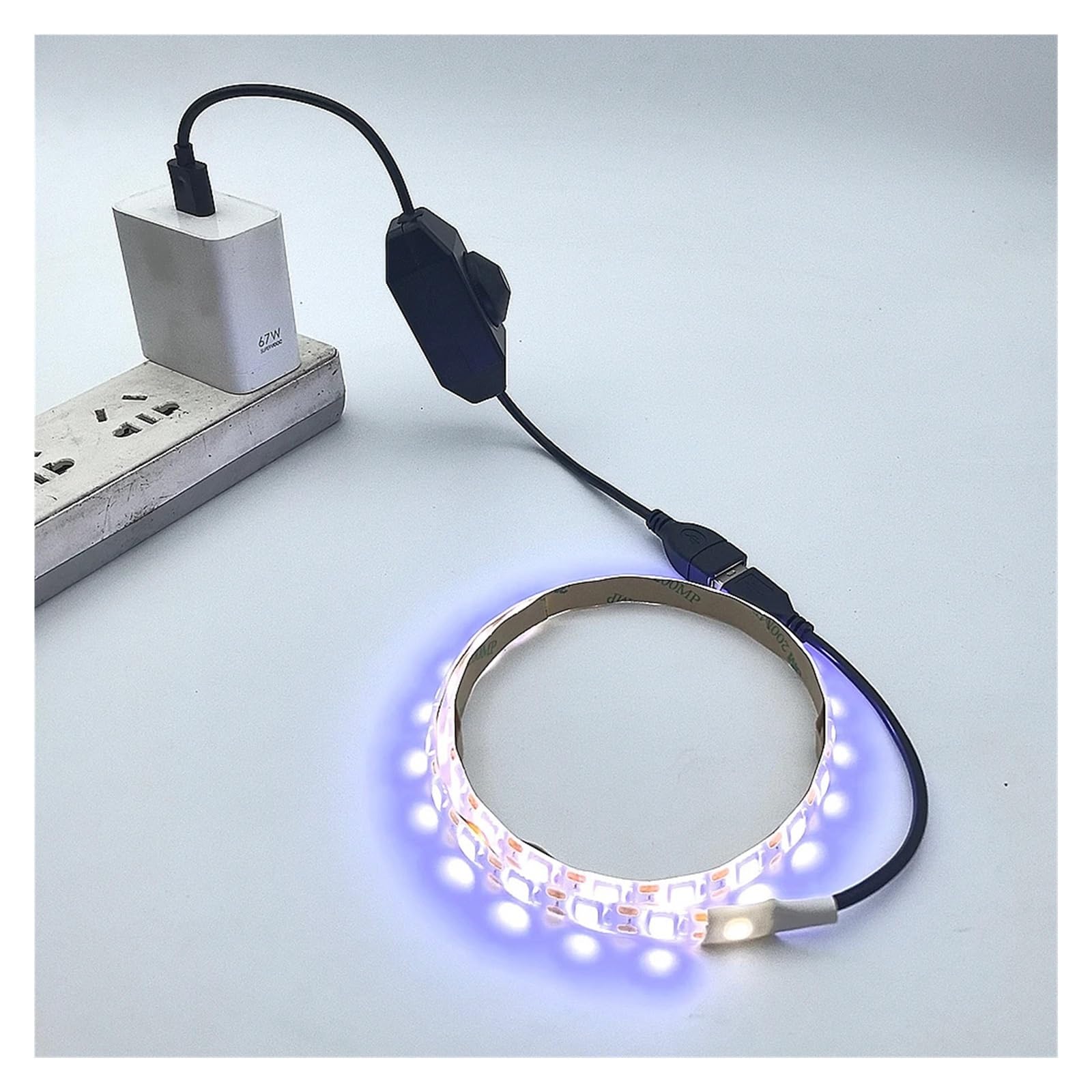 Interruptor regulador de intensidad LED táctil con perilla manual USB DC 5V, adecuado for tira de luz 5050 2838, controlador de ajuste de brillo de 1 canal(USB Dimmer WHITE)