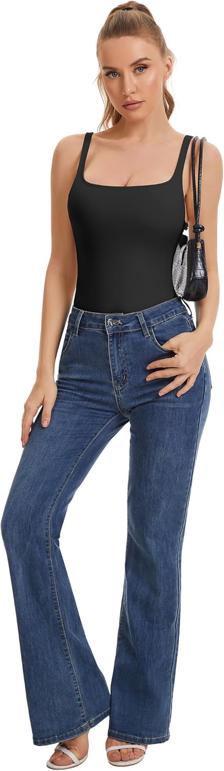 Women's Seamless Thong Bodysuits Tummy Control Shapewear Bodysuits Square Neck Sleeveless Invisible Underwear - Image 5