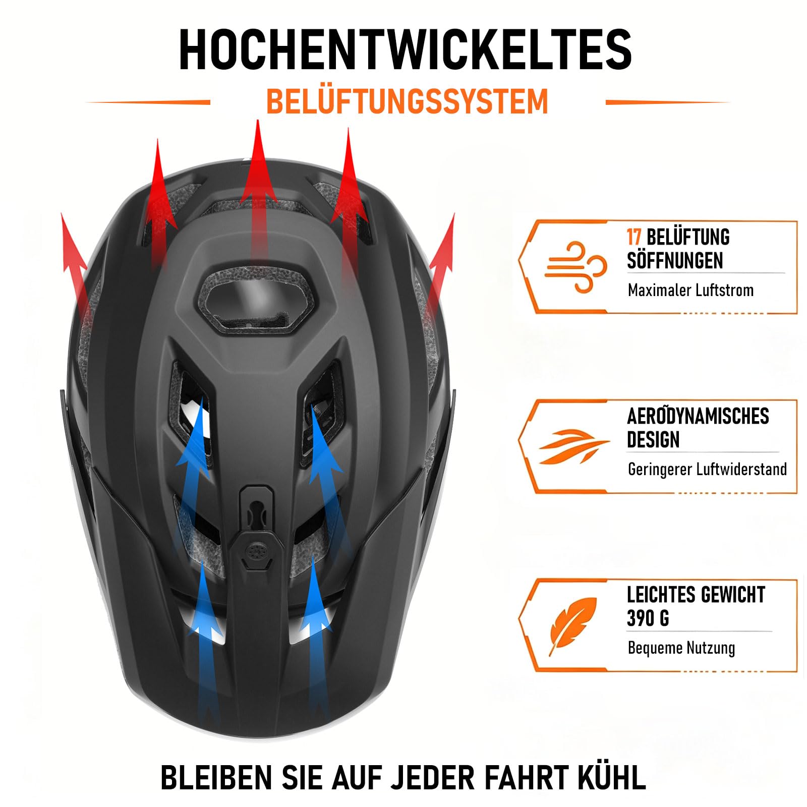 KINGBIKE Professioneller Mountainbike Helm E-MTB NTA-8776 E-Bike Sicherheitshelm mit 3-stufig verstellbarem Visier & Kamera-Halterung MTB-Fahrradhelm für Erwachsene