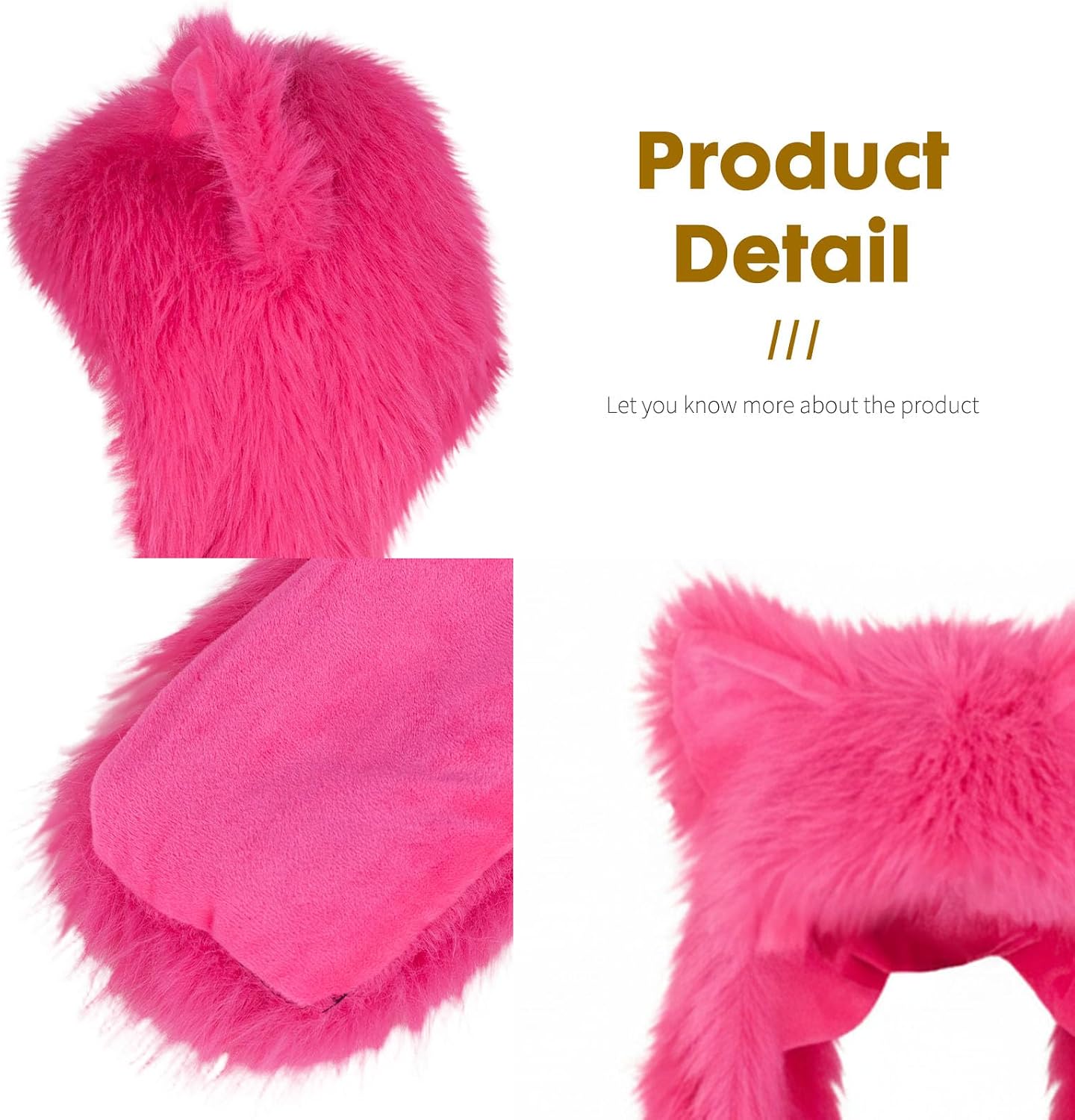 ShellKingdom Plush Novelty Animal Hat,3in1 Faux Fur Hood Winter Warmer Cap