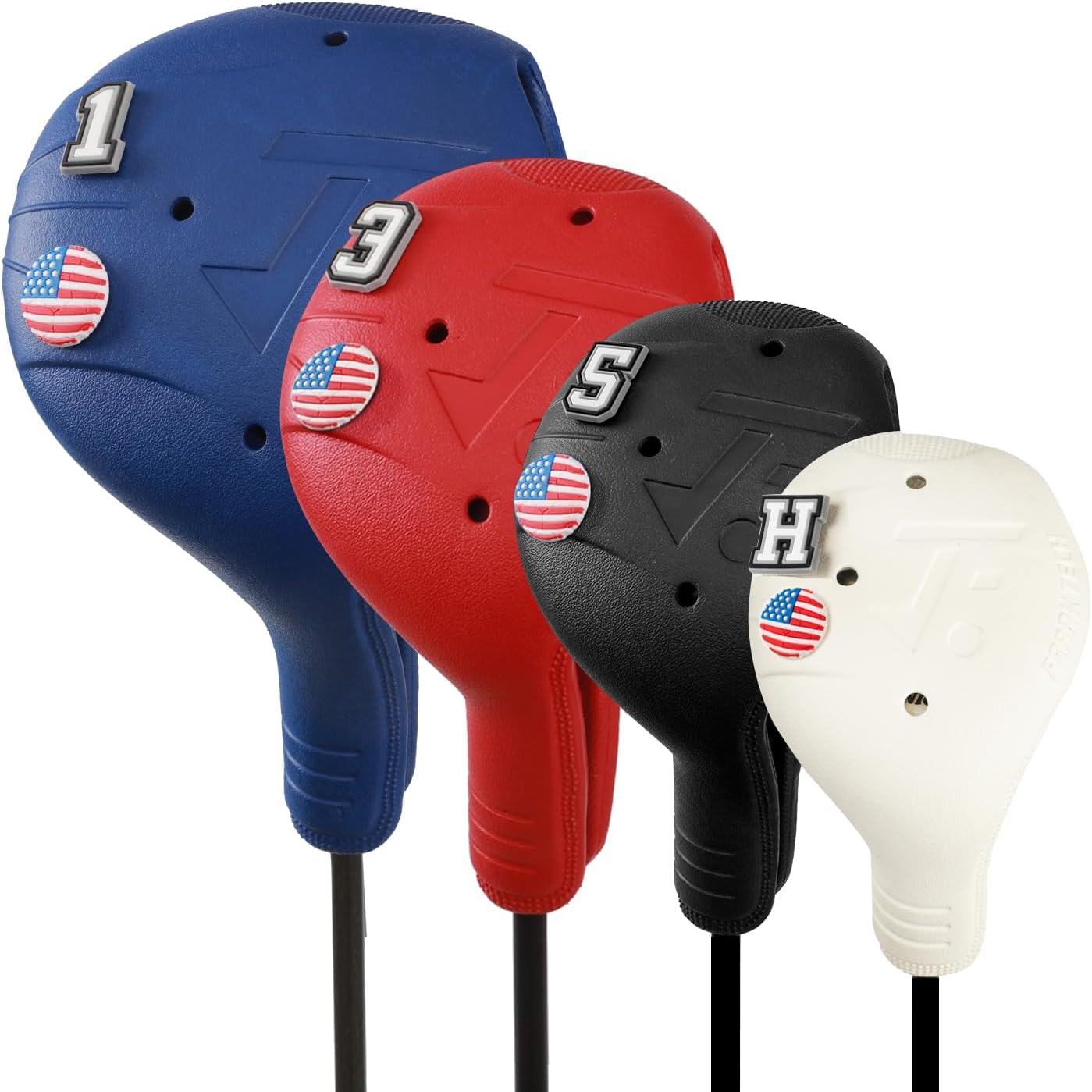 Golf Head Covers, EVA Plastic Golf Club Covers for Driver Fairway Woods Hybrid, Driver Headcover with Pins, Fit All Right-handed Golf Clubs, Easy On Off, Washable MIX #1 4pcs SET