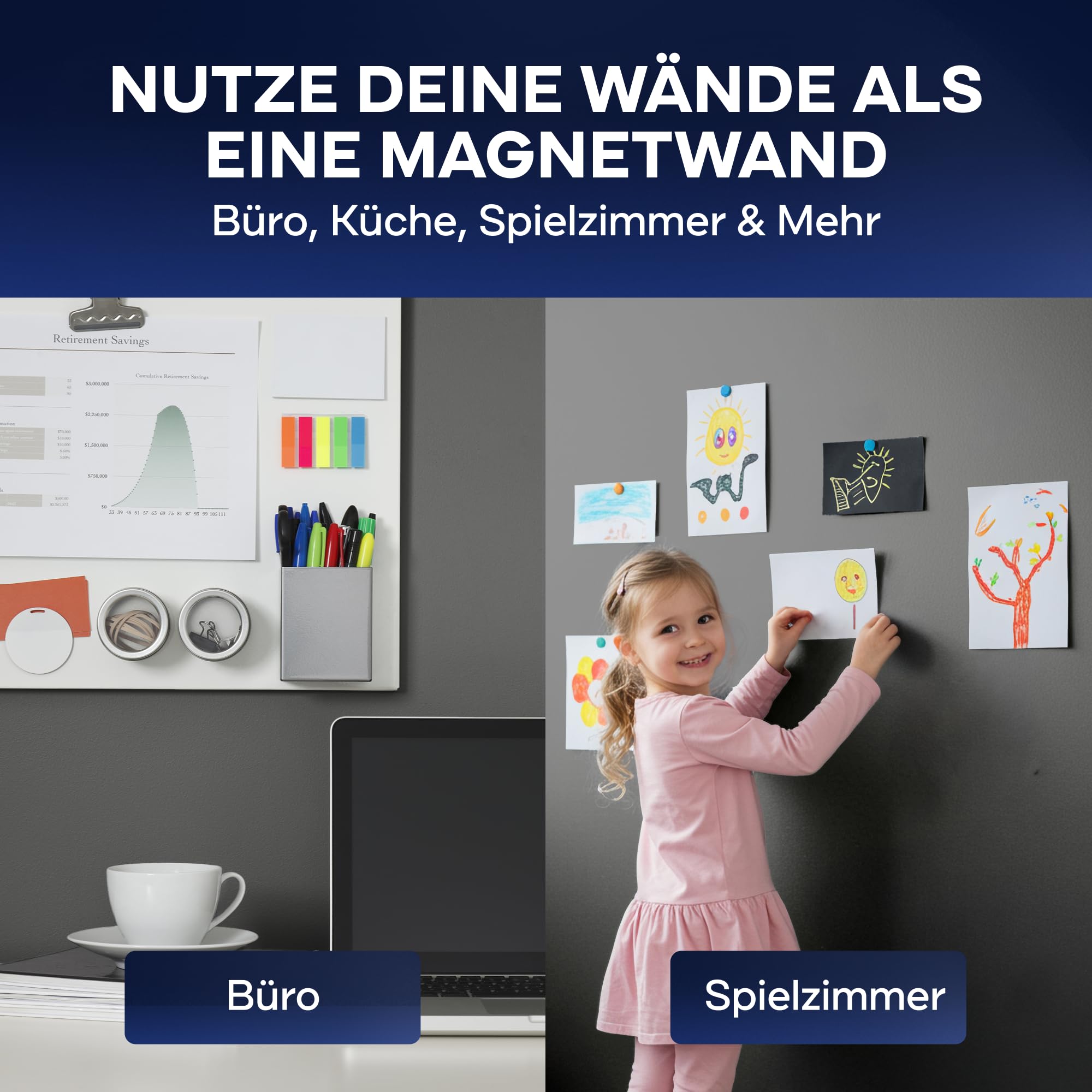 Plid® Magnetfarbe Extra Stark Anthrazitgrau [überstreichbar] - Magnetische Wandfarbe auf Wänden, Türen, Möbeln - z. B. Holz,-Metall- und Hartkunststoffoberflächen - Beton & Putzflächen 2,25L