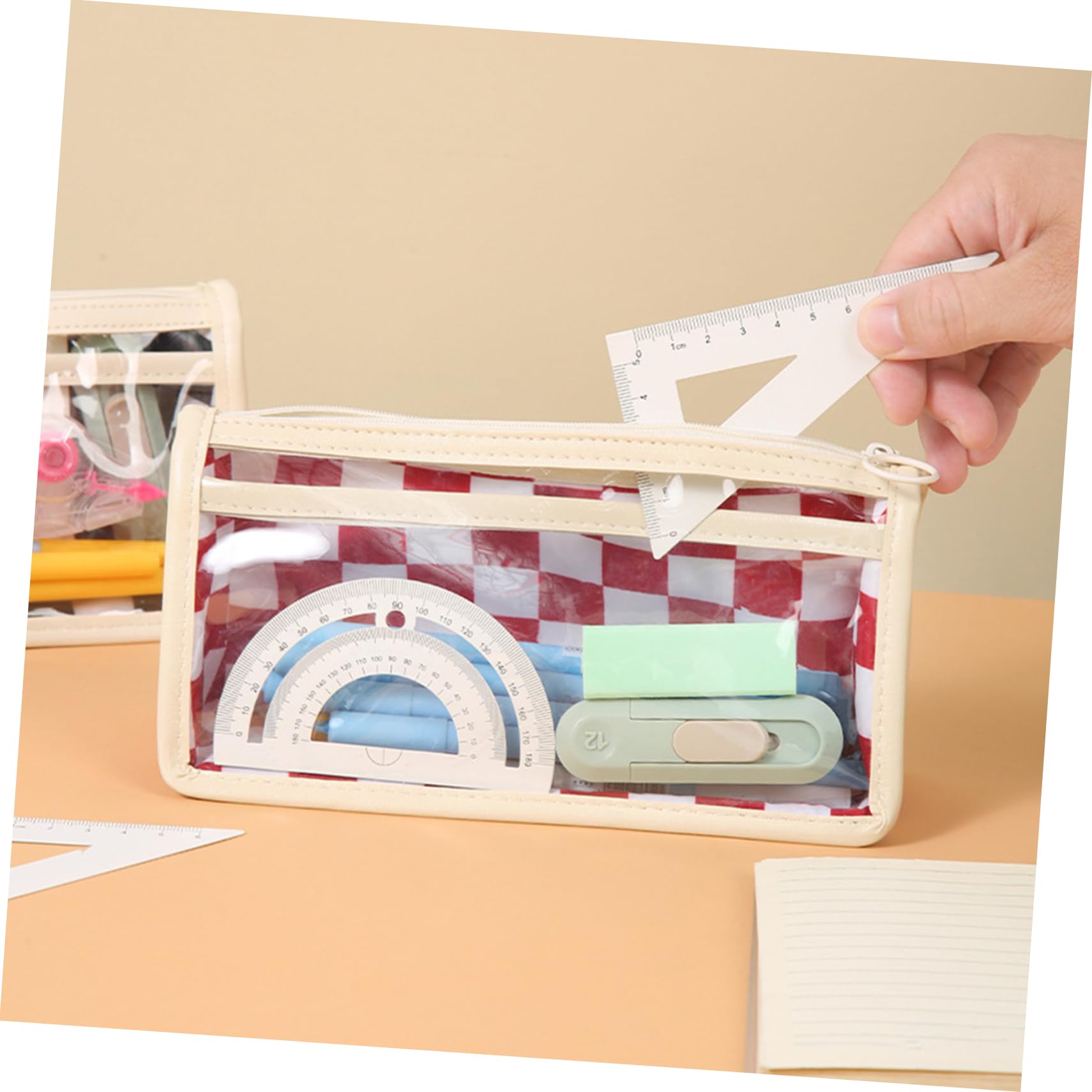 EXCEART 4piezas Estuche De Lápices Grande y Decorativo Organizador De Bolígrafos Versátil Bolsa De Papelería para Estudiantes y Uso Escolar Diseño Cuadros