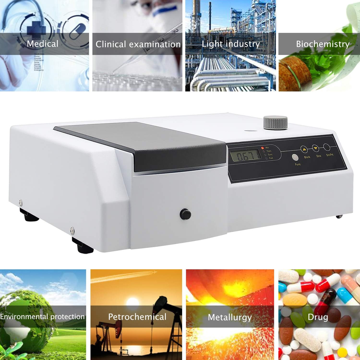 BAOSHISHAN 721 Visible Spectrophotometer Spectrophotometer 110V Grating 1200lines/mm 350-1020nm ± 2nm