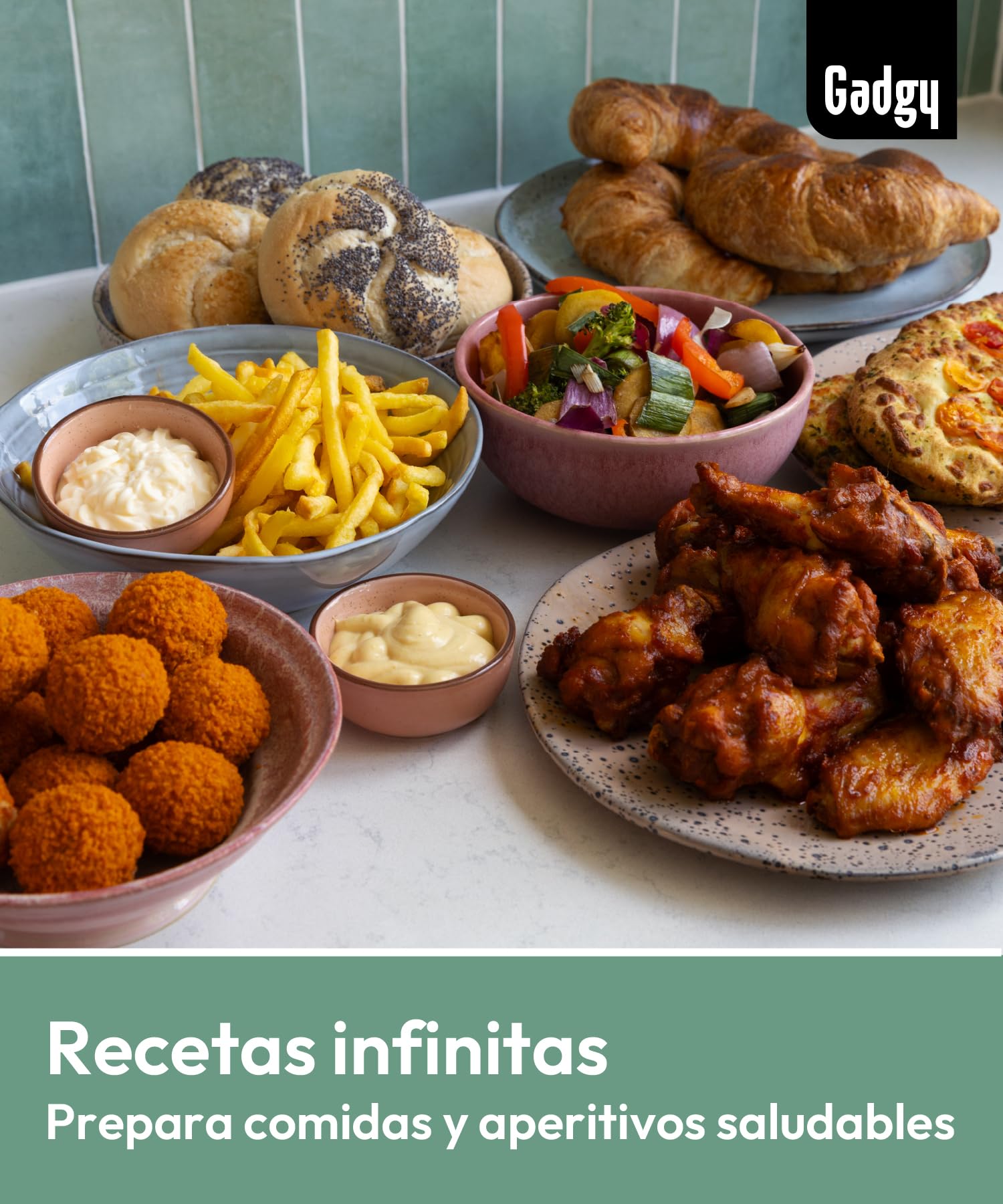 Gadgy Freidora de Aire 5 L 1400 W con Ventana y Pantalla Táctil | Airfryer con 7 Programas de 80 a 200 Grados Cesta Antiadherente para Patatas Pollo Pescado Verduras y Snacks