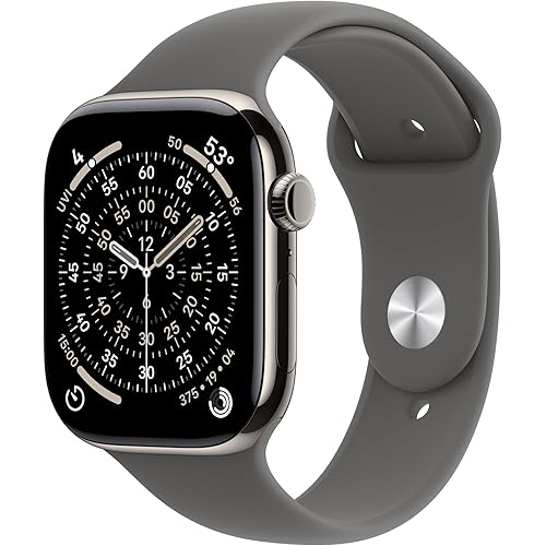 Apple Watch Series 11 [GPS + Cellular 46mm] Smartwatch with Natural Titanium Case with Stone Gray Sport Band - M/L. Sleep Score, Fitness Tracker, Health Monitoring, Always-On Display, Water Resistant