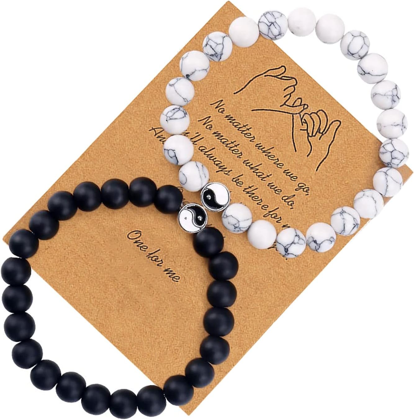 Costume Jewelry Sets Black White Bead Best Friend Card