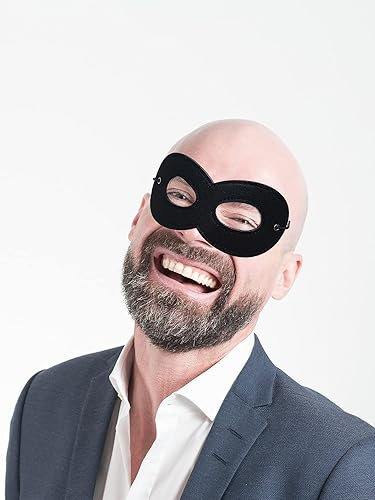 Miniatura 7 de 4 máscaras de disfraz de superhéroe para Halloween, máscara de ojos de fieltro negro para cosplay, media máscara con cuerda elástica para niños