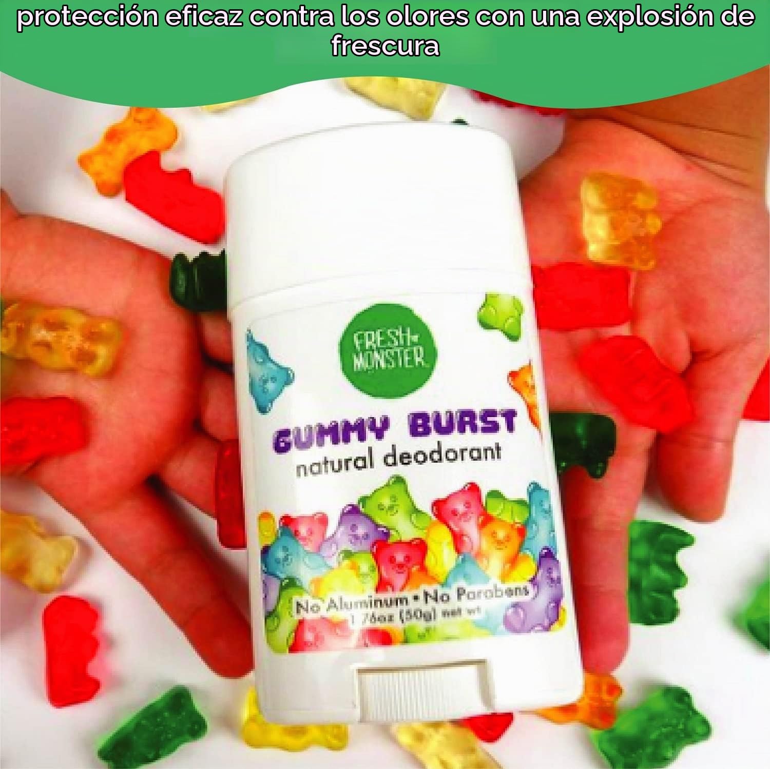 Fresh Monster Desodorante Natural Para Niños Y Adolescentes | Sin Aluminio, Sin Parabenos, Hipoalergénico | Aroma De Explosión Gomosa (1,76 Oz)