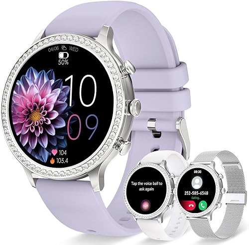 Miniatura 1 de Erkwei Reloj inteligente para mujer hacerloresponder llamada rastreador de fitness impermeable con frecuencia cardíaca podómetro monitor de sueño