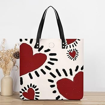 Amazon.co.jp: トートバッグ 水彩 ハート柄 ハンドバッグ 手提げ 大