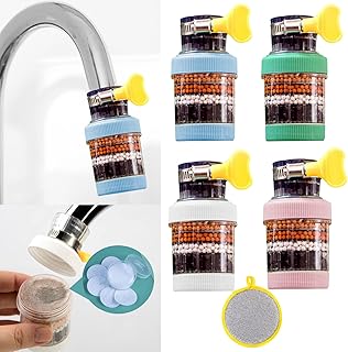 Sink Filter Water Faucet, Sink Filter,4 Pack Kitchen Faucet Purifier, Water Faucet Filter Purifier Kitchen Tap Filtration Activated Carbon Removes Chlorine Fluoride Heavy Metals for Kitchen Sink
