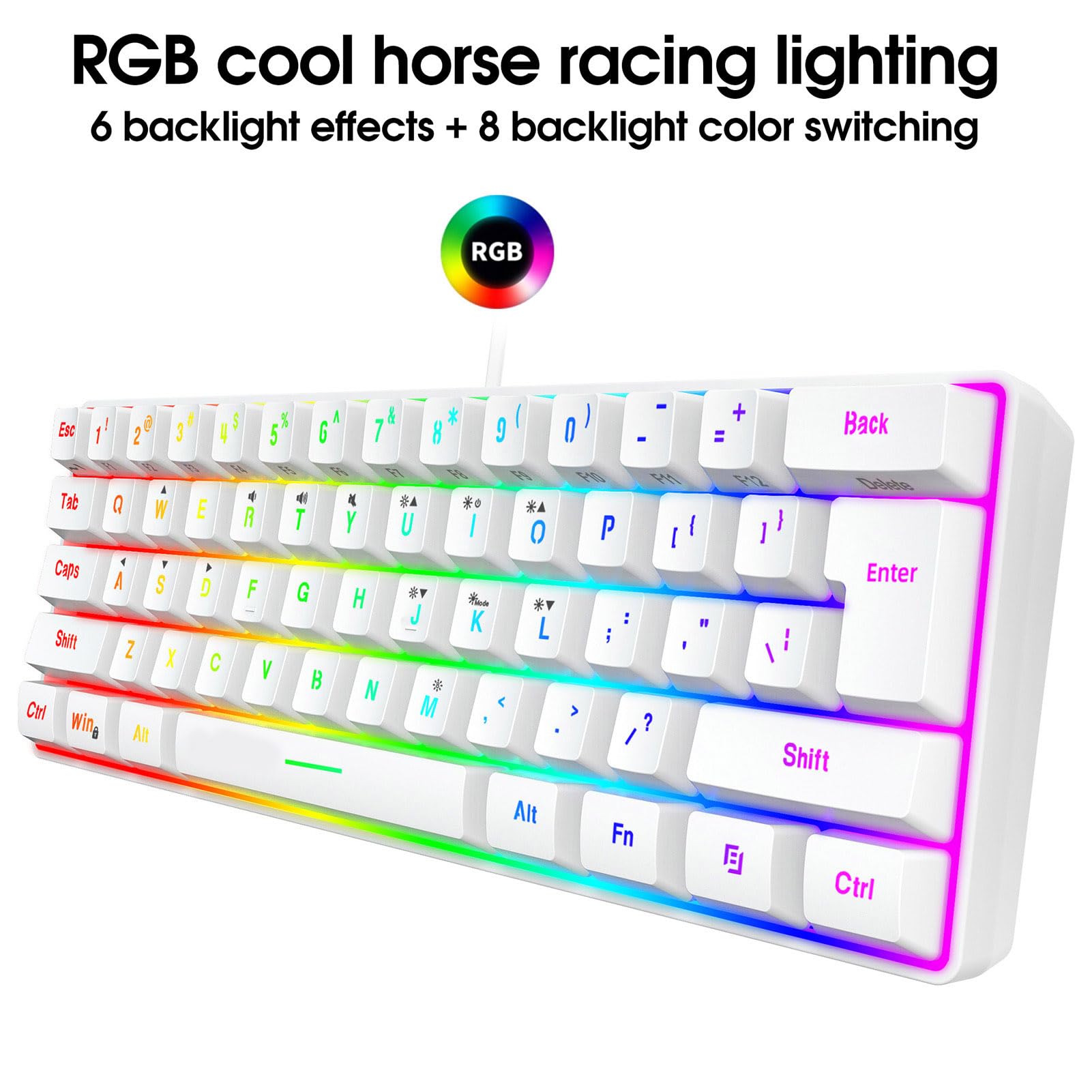 GOWENIC Tastiera da gioco RGB e mouse Combo con tappetino per mouse, design ergonomico con retroilluminazione personalizzabile, interruttori meccanici, tastiera da gioco, mouse cablato con tappetino