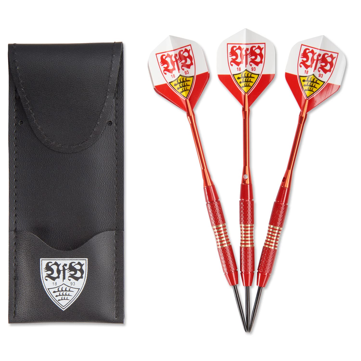 VfB 3-er Dartpfeile mit Ledertasche