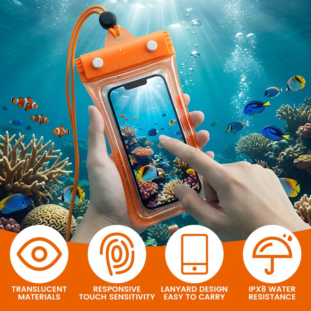 20L Boa nuoto acque libere, Boa nuoto con borsa impermeabile | Boe gonfiabili adatte per acque libere e triathlon, Custodia impermeabile per telefono inclusa, Arancione