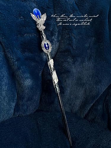 Miniatura 4 de Varita mágica de águila azul hecha a mano, accesorios de cosplay para brujas y magos, regalo mágico para niños y adultos en Halloween, Navidad y