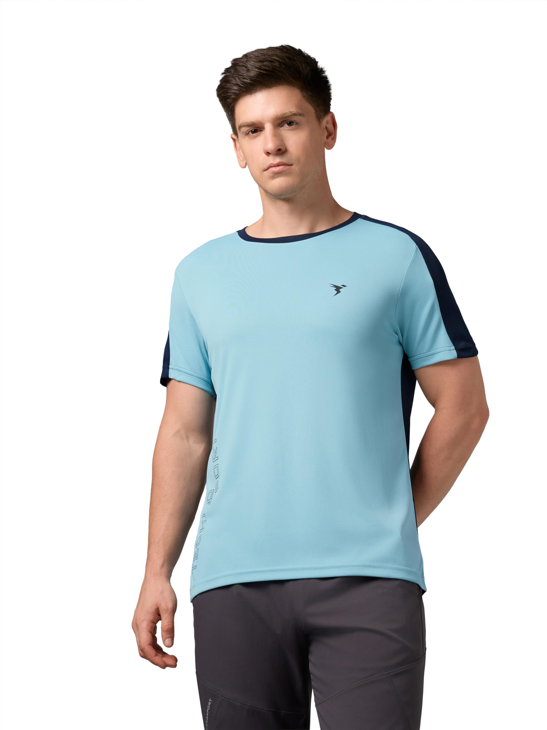 Men's Slim Fit Color Block T-Shirt, Technocool Quick Dry Anti-Microbial Short Sleeve Sports Tee for Gym, Running, Training & Everyday Wear-image-41