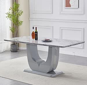 Amazon.com - Maotifeys 70-Inch Faux Marble Dining Table for 6-8 Mid ...