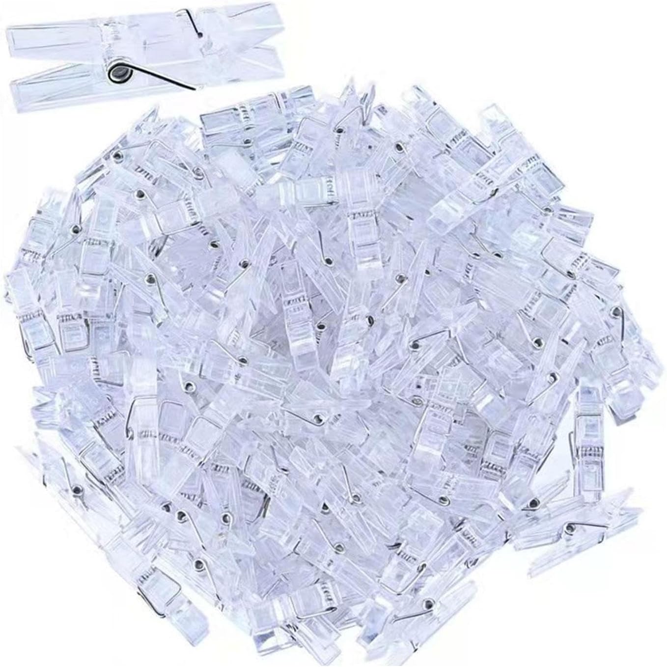 50pcs Clip Photo Holders, Clear Small Clips Binder Photo Clips Mini Hanging Spring Clip Transparent Plastic Clamps for Hanging Clothes Photos Picture(Transparent)