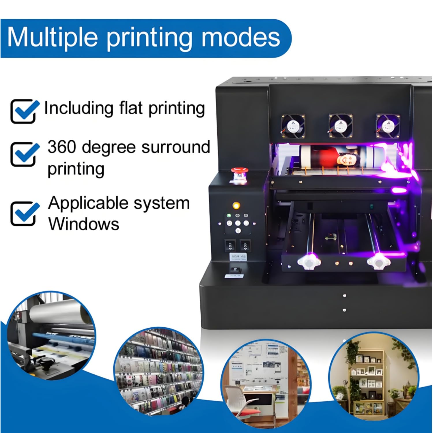 Stampante A3 UVV XP600 Stampanti a Getto D'inchiostro Multifunzione Colori Inkjet Flatbed A3UV Stampante,per Legno,Flacone,Acrilico,PVC,Custodia per Telefono,Metallo etc,con inchiostro