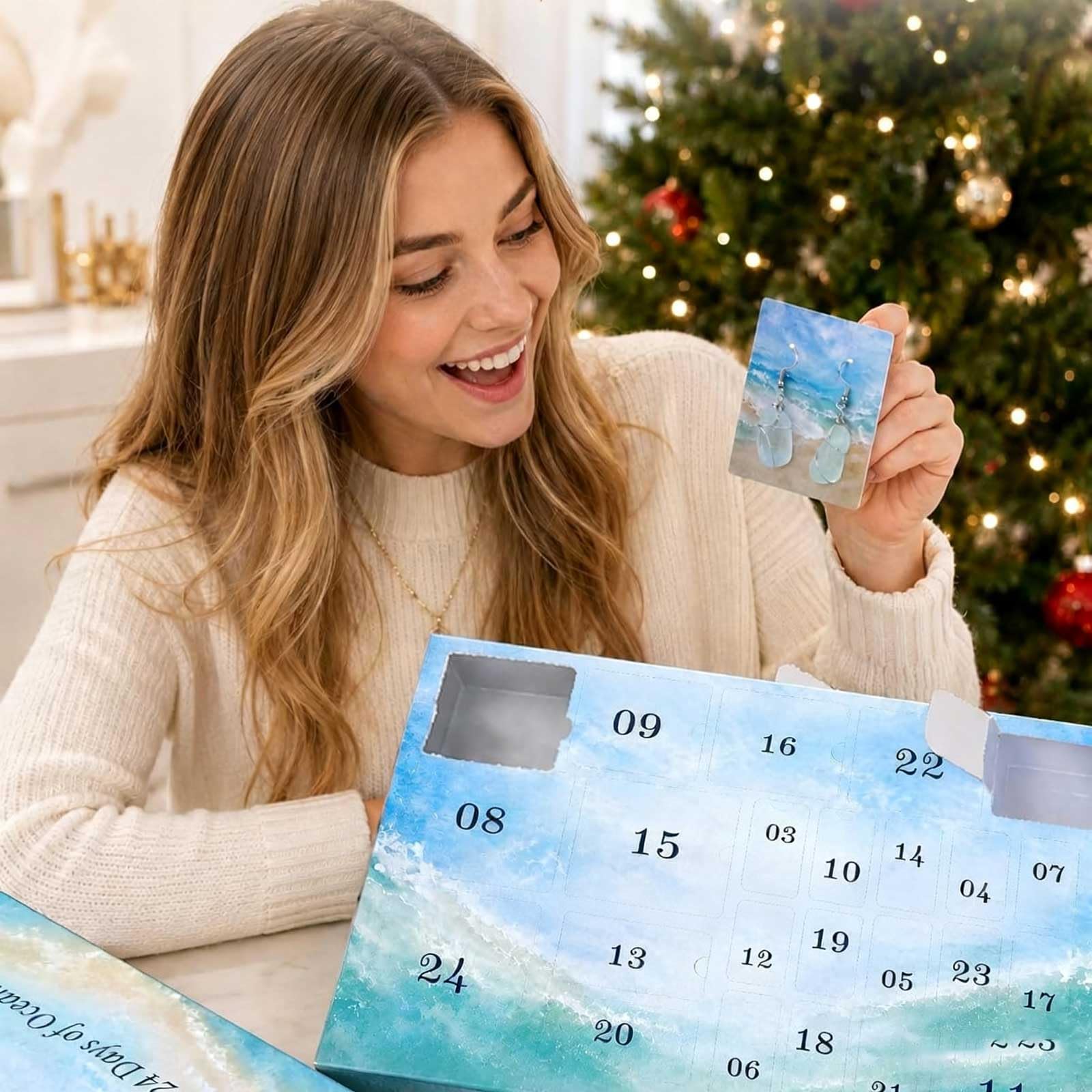 Calendario de Adviento de Navidad 2026, juegos de adornos de colgantes de cristal marino 3D, 24 días de bricolaje, juegos de calendario de Adviento, cuenta regresiva de Navidad para árboles de Navidad
