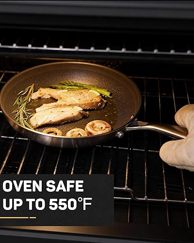 Miniatura 6 de Sartén antiadherente de acero inoxidable, sartén híbrida de cerámica de 10 pulgadas, mango que se mantiene fresco, libre de PFAS y PFOA PTFE, apto