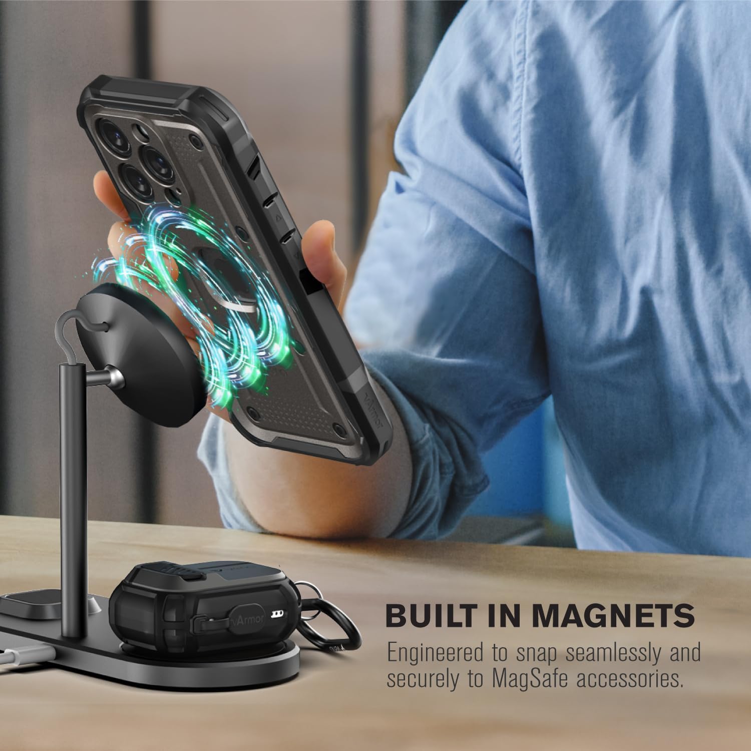 VENA vArmor Rugged Case for Apple iPhone 16 Pro Max (6.9") – Personalized Engraved Cover with Military-Grade Protection and Belt Clip Holster