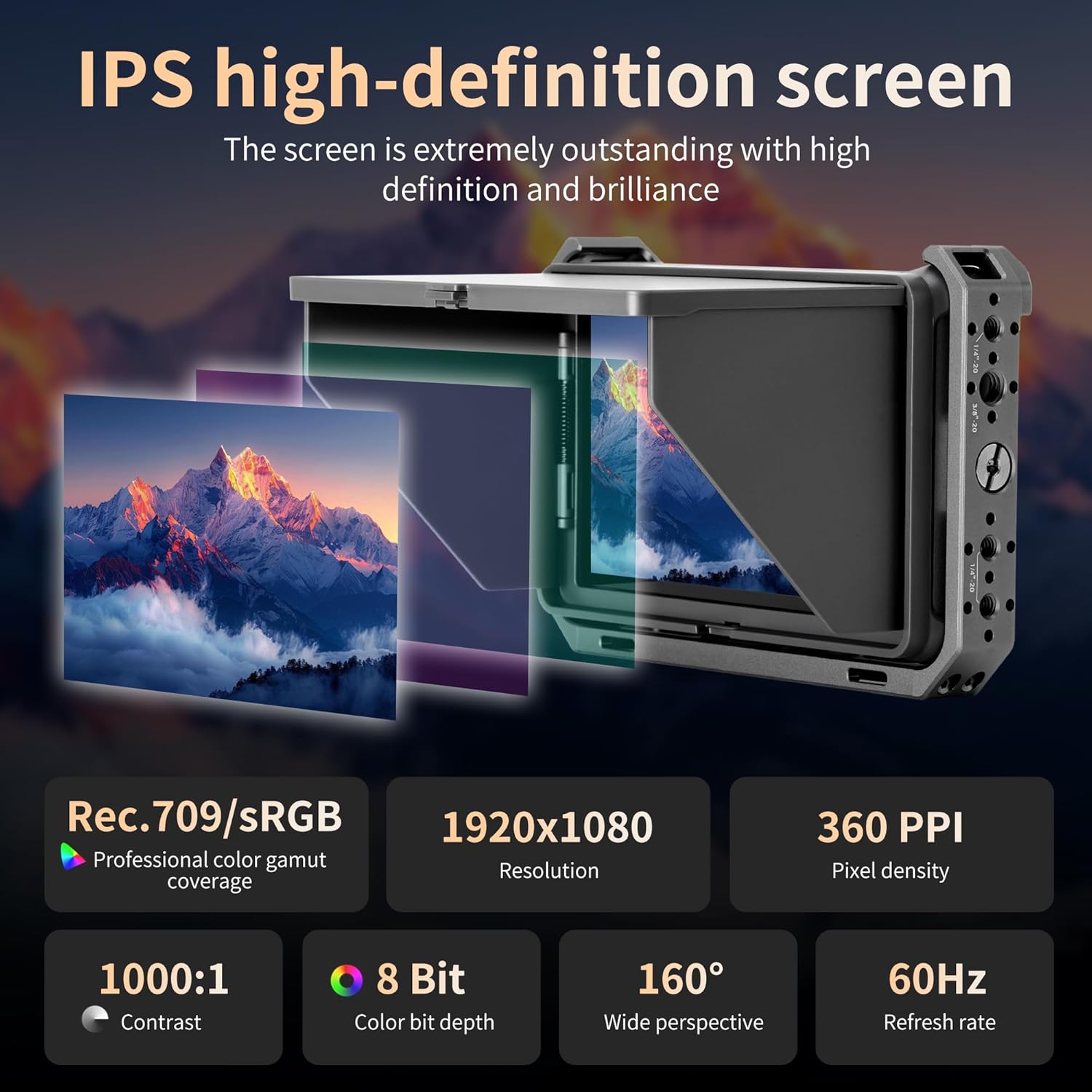 VILTROX Camera Field Monitor with Rig Cage 4K 2000Nits 6 Inch Touchscreen Camera Monitor, Full HD 1920x1080 Video Monitoring, 3D Lut, 3G-SDI, HDMI Camera Screen with Sunshade Hood for Sony Canon Nikon