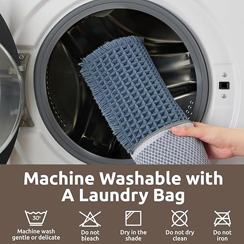 Miniatura 6 de AMOAMI Tapete de baño súper absorbente para baño, tapete de baño bohemio antideslizante, lavable, ultra suave, con borlas, tapete de baño para piso,