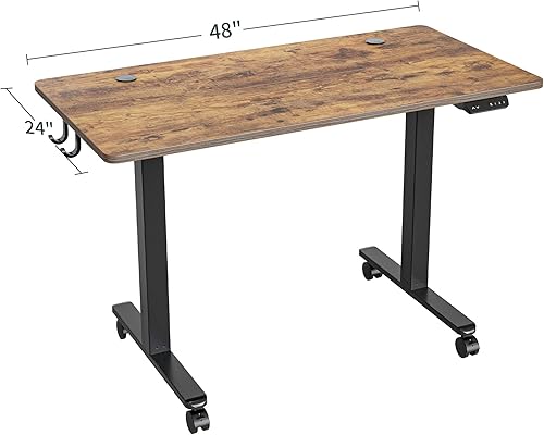 Miniatura 2 de EleTab Escritorio de pie eléctrico de 48 x 24 pulgadas, mesa de oficina en casa ajustable en altura ajustable, escritorio de pie con tablero de