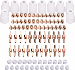 100pcs Plasma Cutter Consumables Fit PT31 CUT-40/45/50 Plasma Cutter Accessories Kit Nozzle Electrode Standard Tip Shroud Shield Cup for Cutting Torch PT-31 / CUT40 CUT50 LG40 JG40