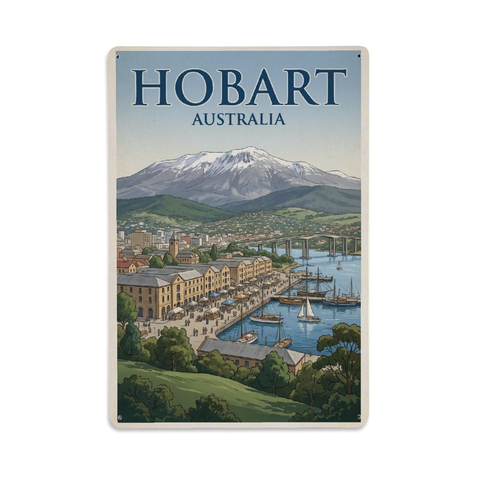 Australia Hobart Travel Destination Heritage Metal Tin Sign