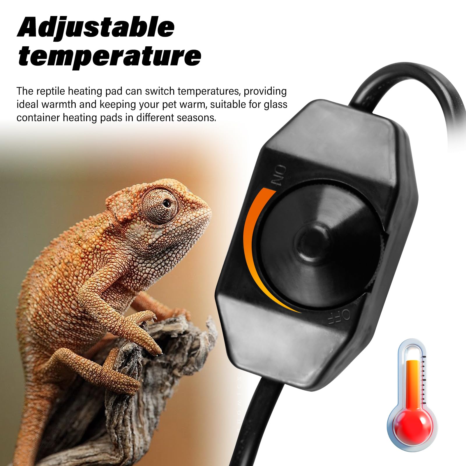 Riscaldatore Per Gechi Serpenti HIULLEN Tappetino Riscaldante Terrario 28x28cm - Termostato Regolabile Per Rettili Tappetino 28x28cm 14w