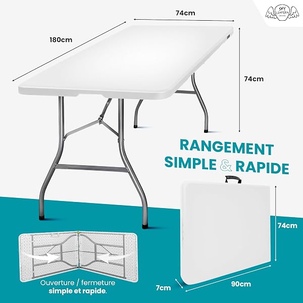 La table pliante SKYLANTERN offre une grande surface et une solution pratique pour vos événements.