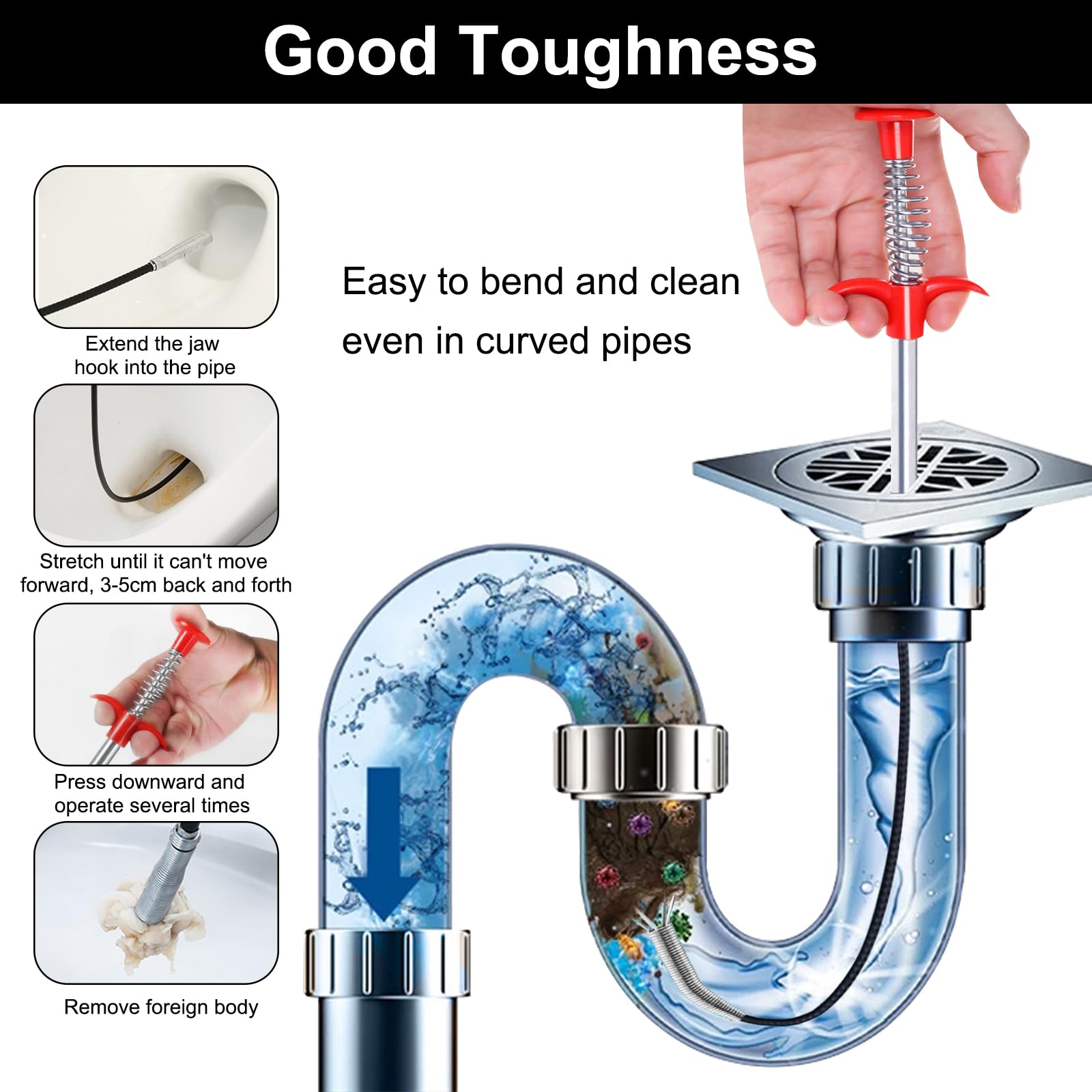 2 Pinze Flessibili Per Sturare Scarichi - 90 Cm E 160 Cm Con Artigli - Foto 12