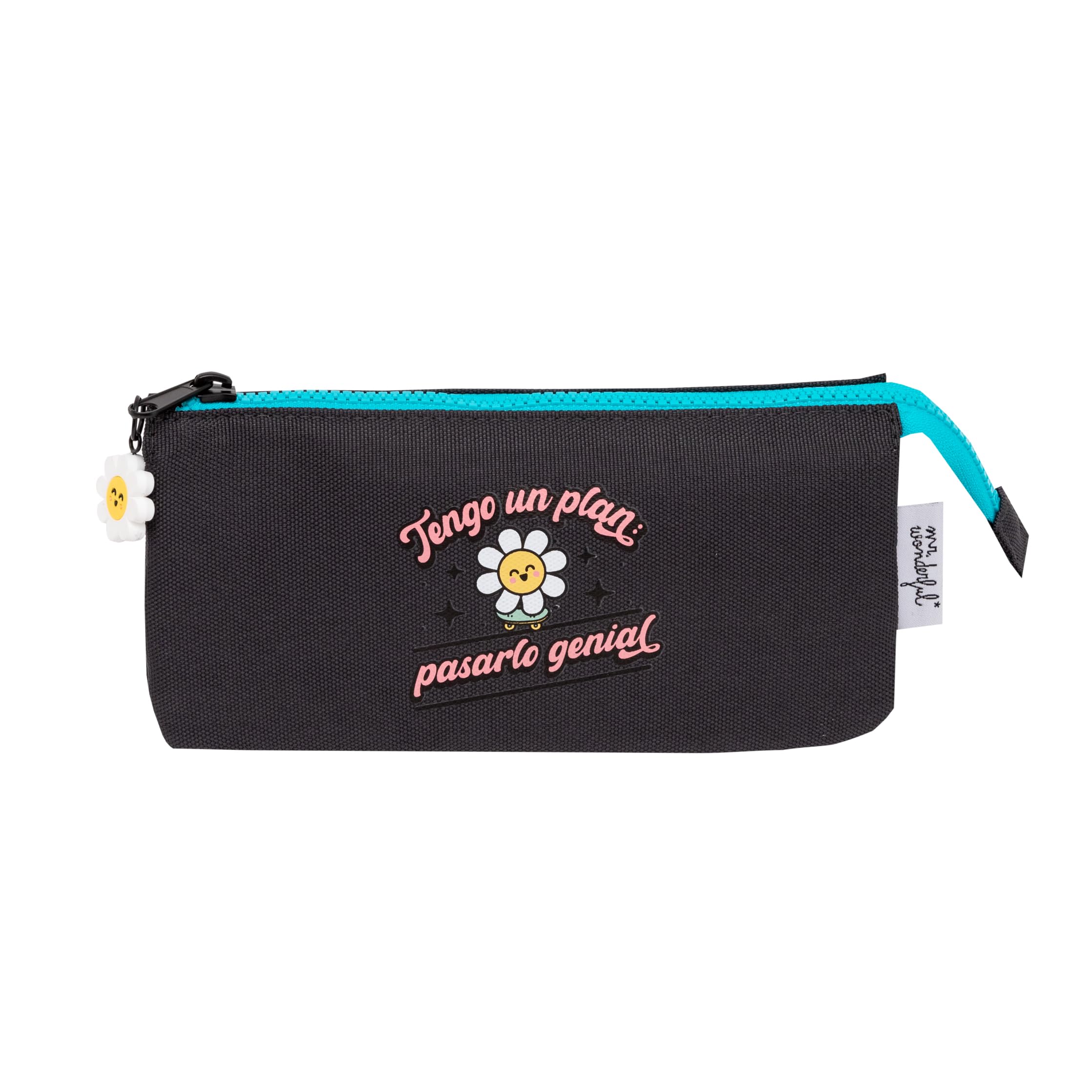 Mr. Wonderful - Estuche Triple Wonder Margarita - Tengo un Plan: pasarlo Genial - Estuche Escolar - Estuche con 3 Compartimientos y Cierre de Cremallera - Realizado en rPET