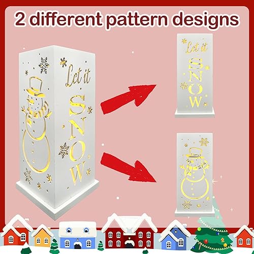 Miniatura 4 de Decoraciones de Navidad para el hogar, letrero de muñeco de nieve LED iluminado con temporizador, diseño hueco, letrero de mesa de madera estilo