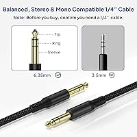 Vista 3 de Elebase Cable TRS para instrumento de 1/4 de pulgada, paquete de 2 unidades de 10 pies, cable recto de interconexión de audio estéreo macho de 0.250