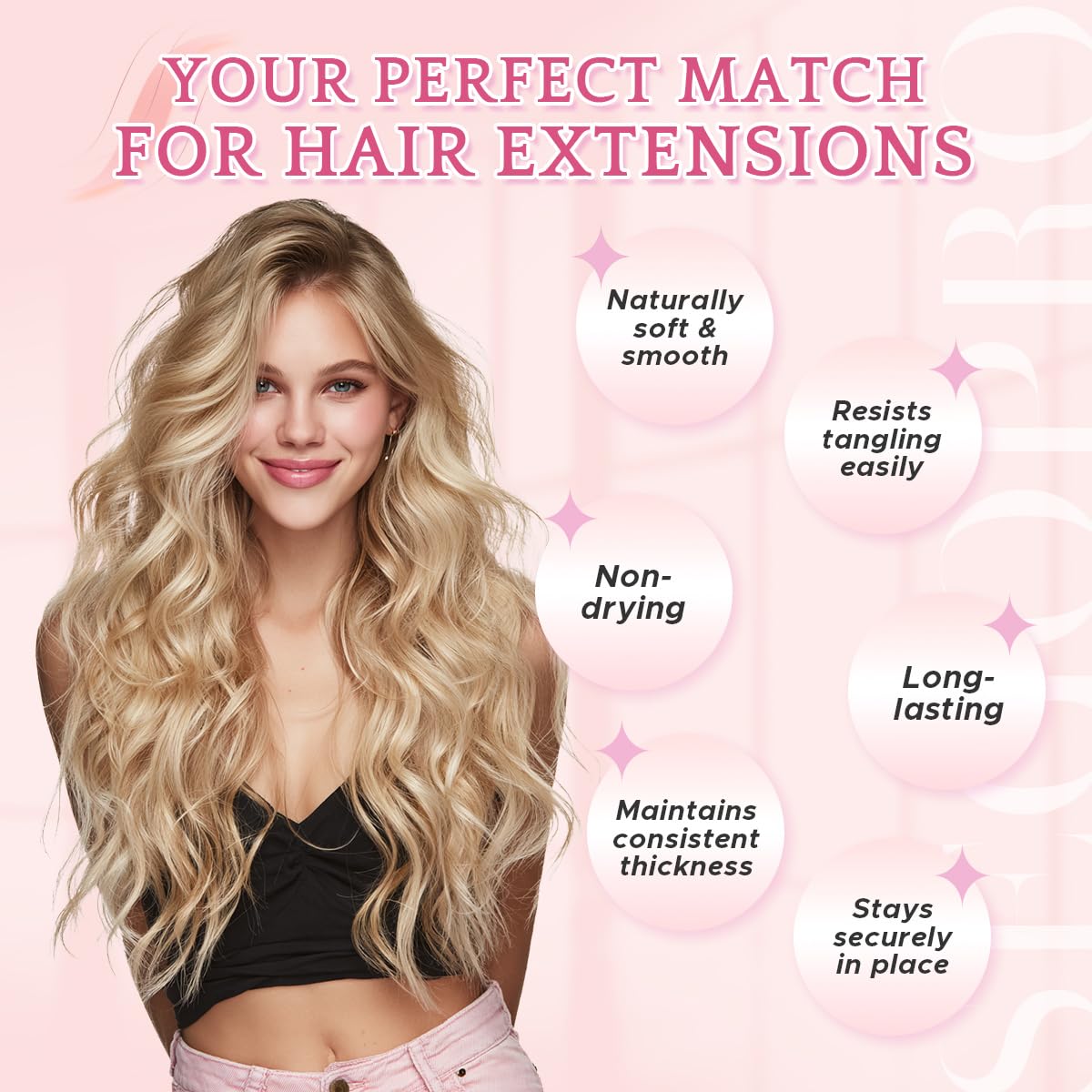 SEGO Pro Clip in Hair Extensions 8 Pcs 18 Clips Full Head Synthetic Fiber Hair Pieces for Women Curly 17 Inch (Ash Blonde & Bleach Blonde) - Image 3