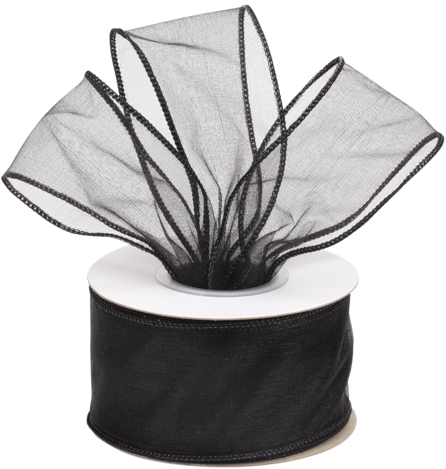 Joycrosso 2 Inch Black Wired Organza Ribbon - 20 Yards Sheer Decorative Ribbon for Gift Wrapping, Wedding Decor, Christmas Tree, Crafts & DIY Projects