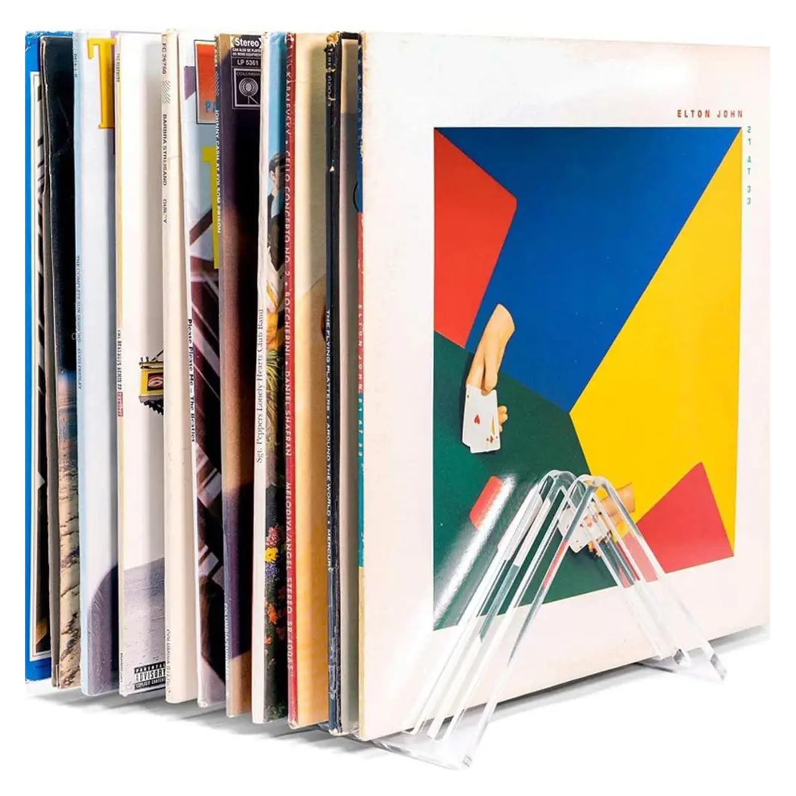 Porta Vinili Scaffale portaoggetti da Tavolo Fermalibri Ufficio Porta Dischi in Vinile Ganizer for riviste CD Triangolo