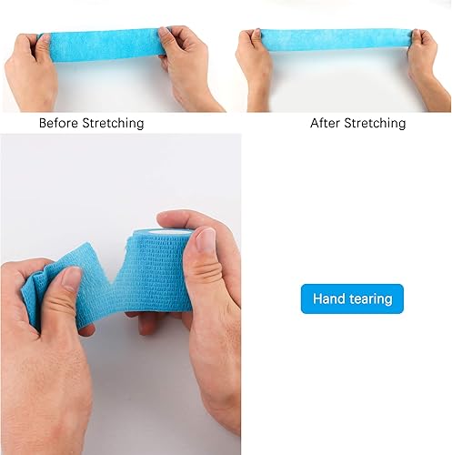 Miniatura 2 de Paquete de 12 vendajes cohesivos autoadhesivos de 2 pulgadas x 5 yardas, cinta de primeros auxilios, adhesivo elástico atlético, vendaje deportivo