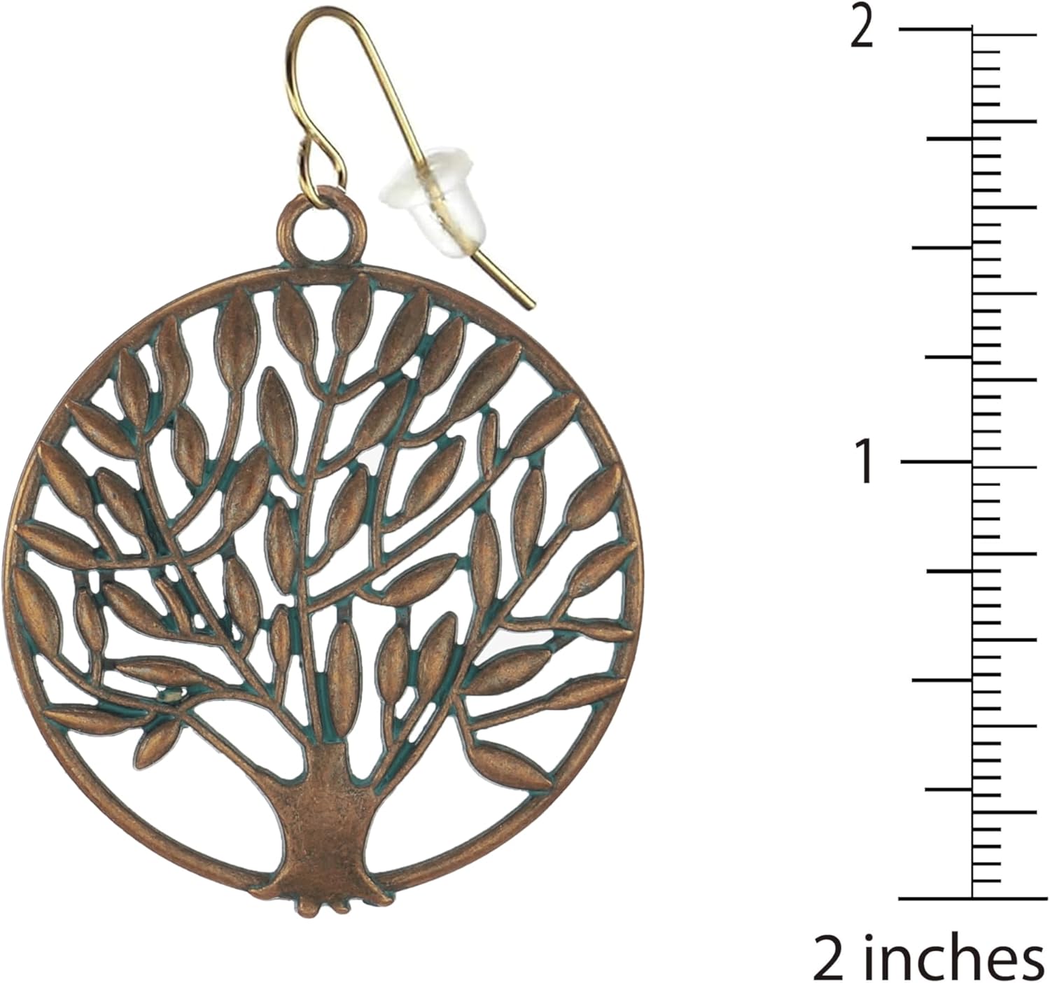 Handmade Vintage Inspired Tree of Life Copper Patina Boho Wood Beaded Necklace and Earring Set, Earrings only, or Necklace only – Length Choices