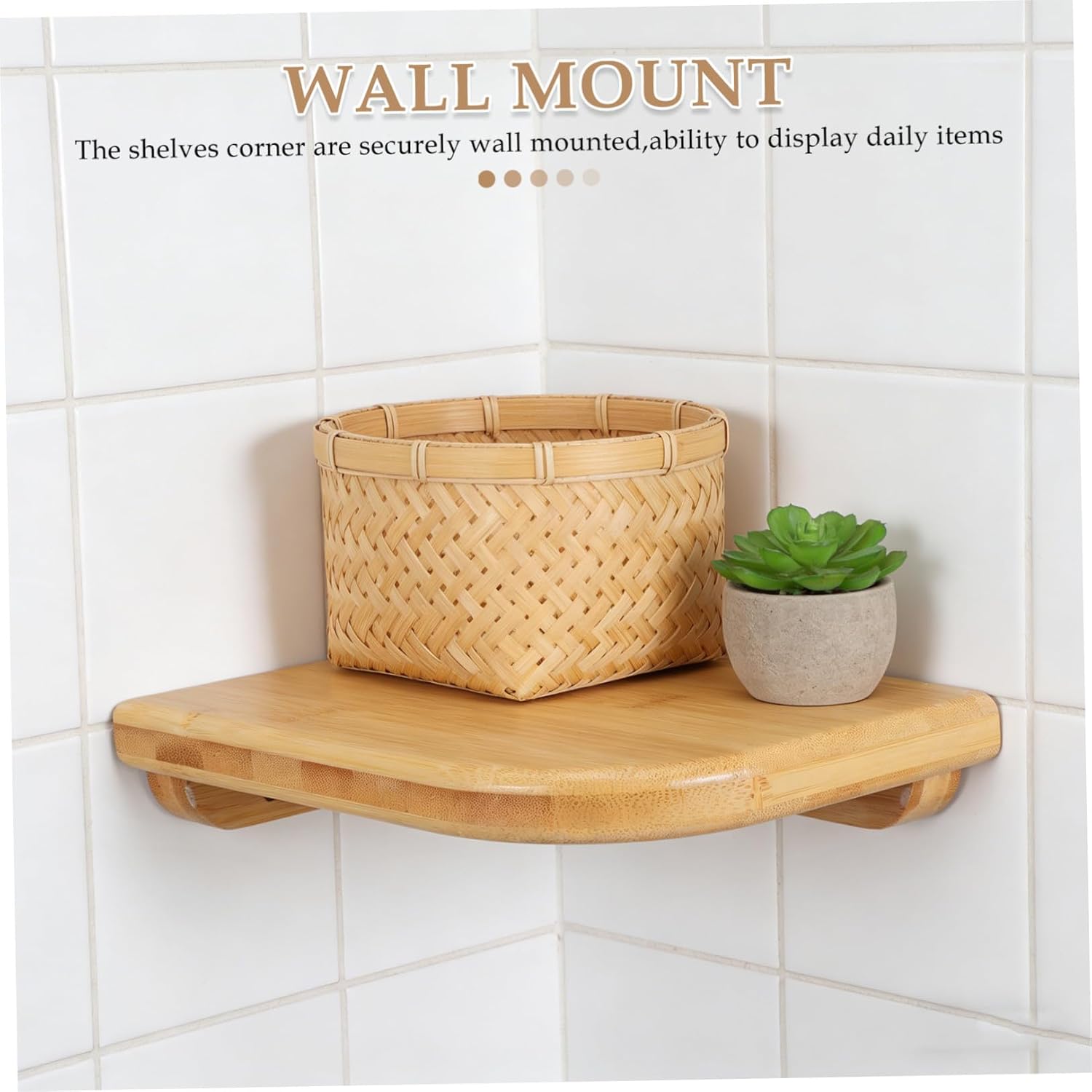 Modern Corner Wall Mounted Floating Shelves Round Corners, Solid Wood 7.87x5.91x1.57in, Strong Wall Mount and Versatile Application for Bedroom and Bathroom Storage
