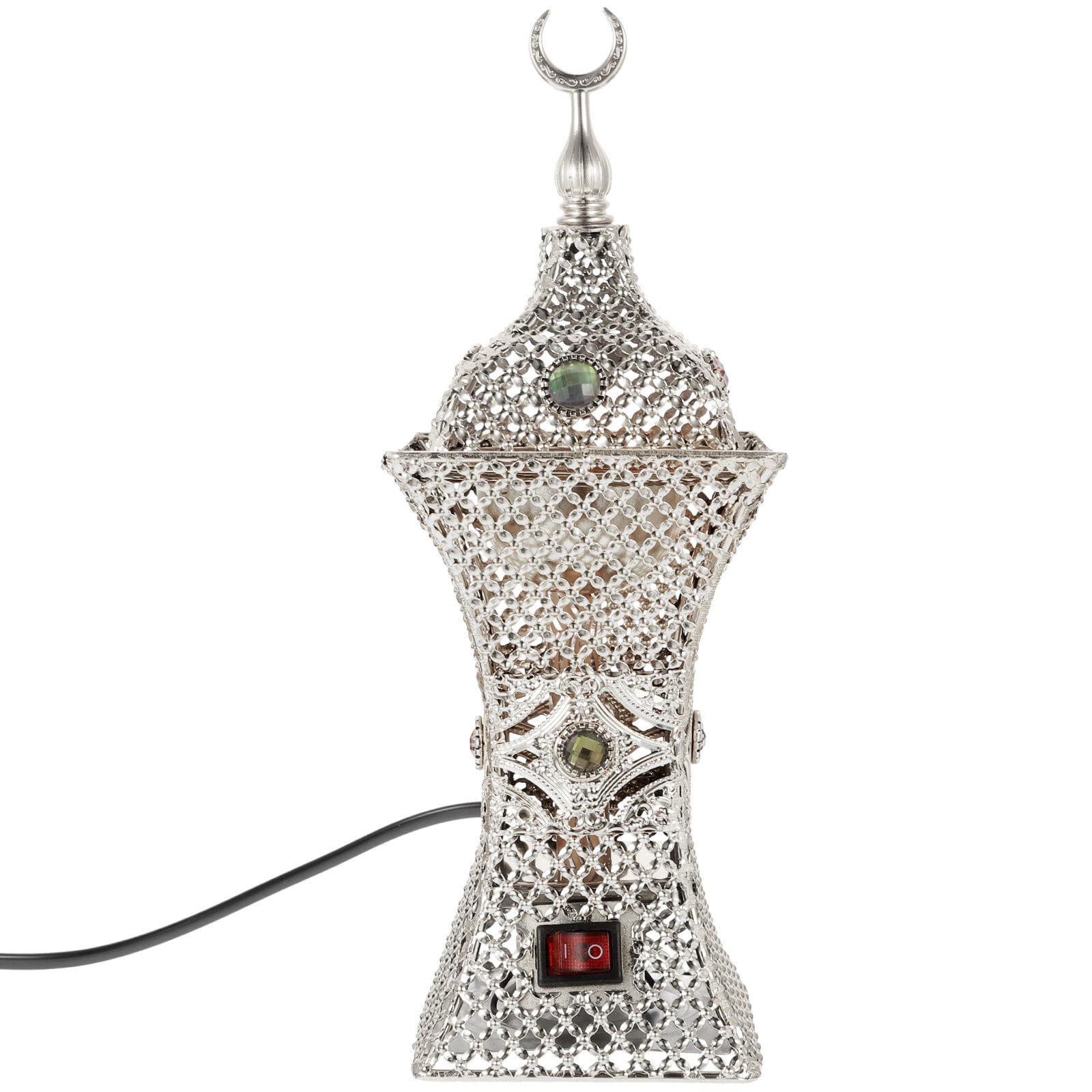 Brûleur de parfum électrique en métal argenté design oriental Tofficu