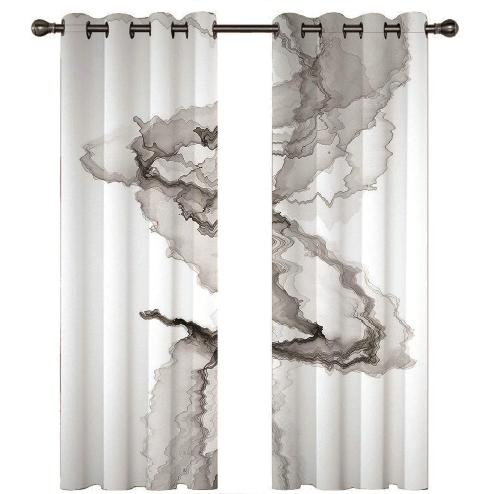 Rideau occultant style chinois noir et blanc | Draperie d'exception pour salon chic