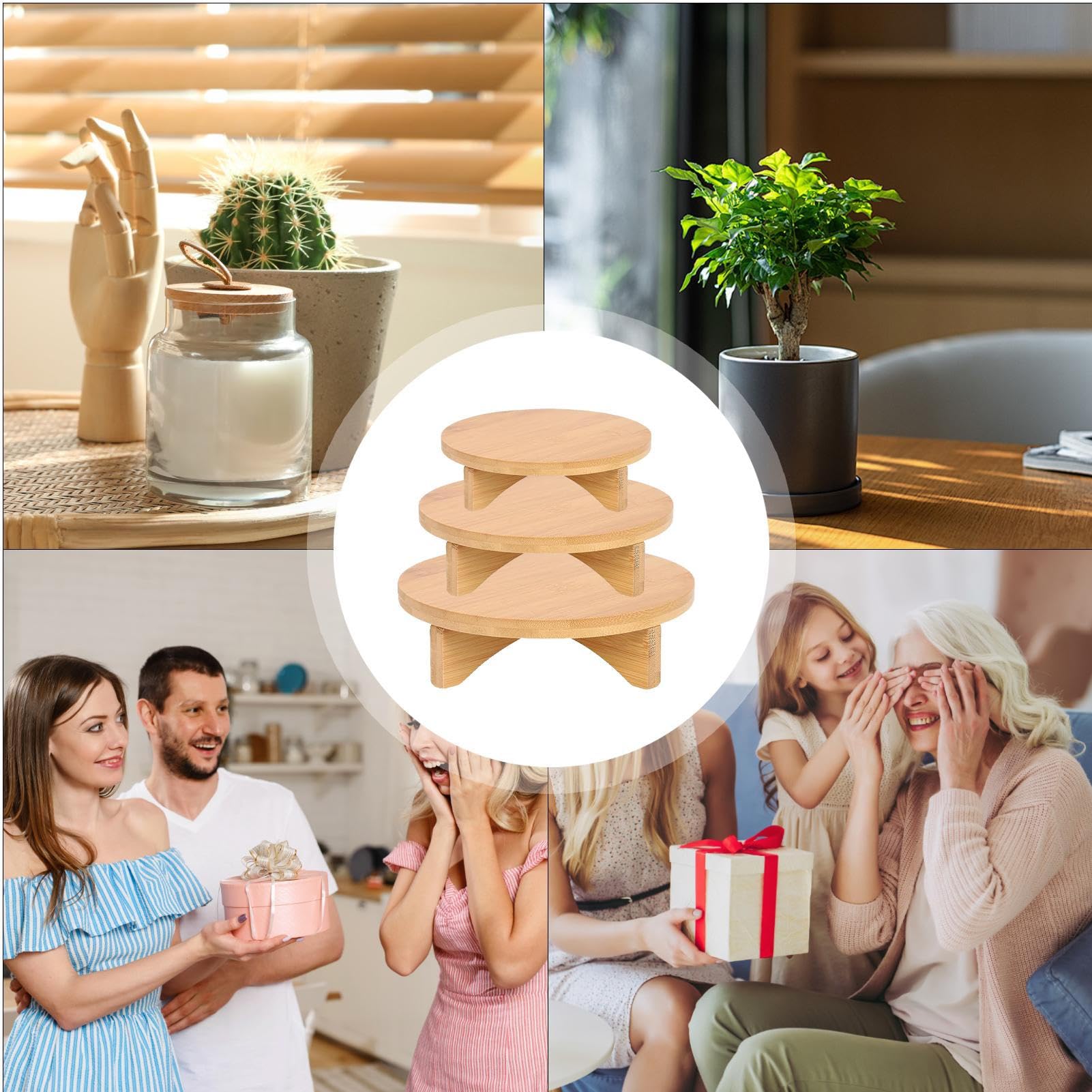 Piédestal pour plantes d'intérieur Présentoir solide en bois pour