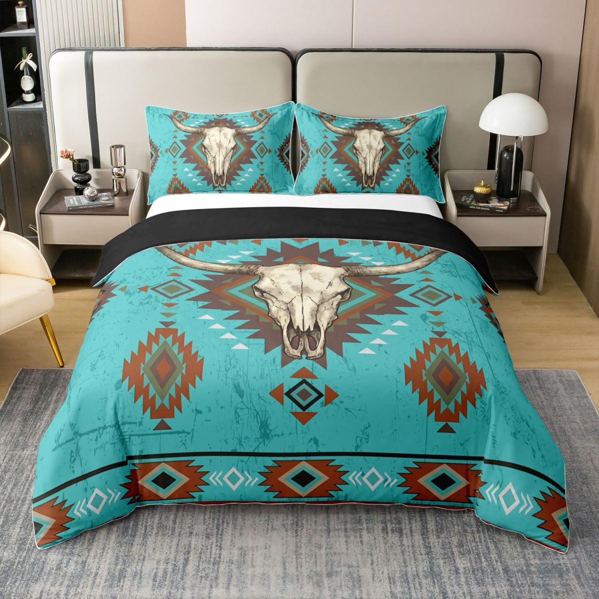 Parure de lit western en coton respirant 140x200 parure aztèque